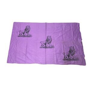 Vintage Purple Cotton Wall Hanging Safari Lion Tapestry 64x40” Scarf Wrap Fabric